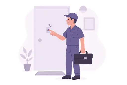 EIn NexoTech24 Techniker kligelt an der Tür von Kunden