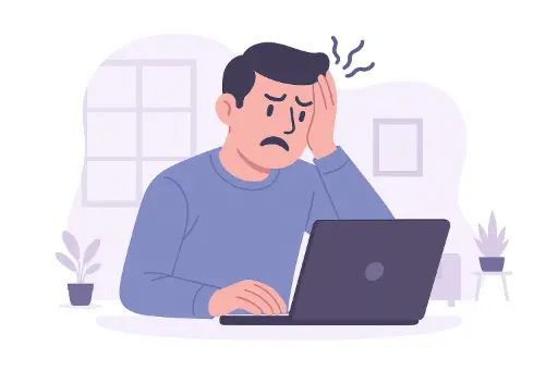 Ein mann, der Ärger mit seinem Computer hat